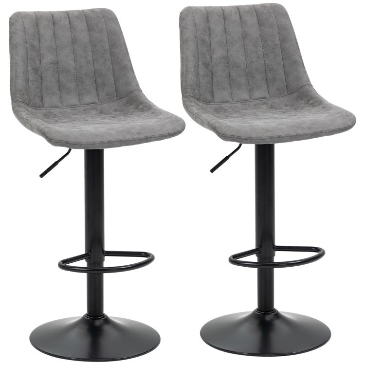 Picture of Set of 2 Leathaire Tub Bar Stools -  Charcoal Grey