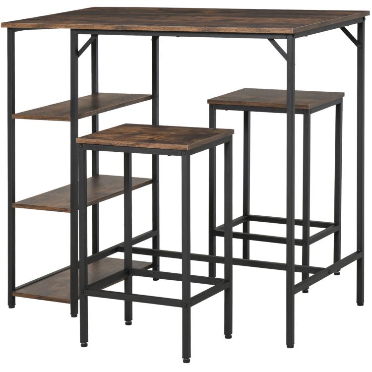 Picture of 3-Piece Bar Table Set with 2 Stools Industrial Breakfast