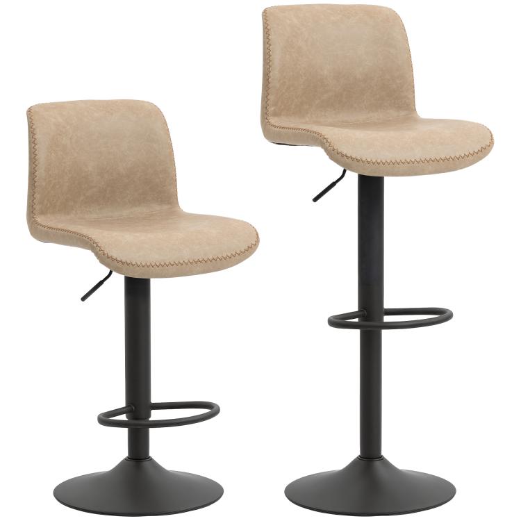 Picture of Bar Stools Set of 2 PU Leather Barstools with Backrest and