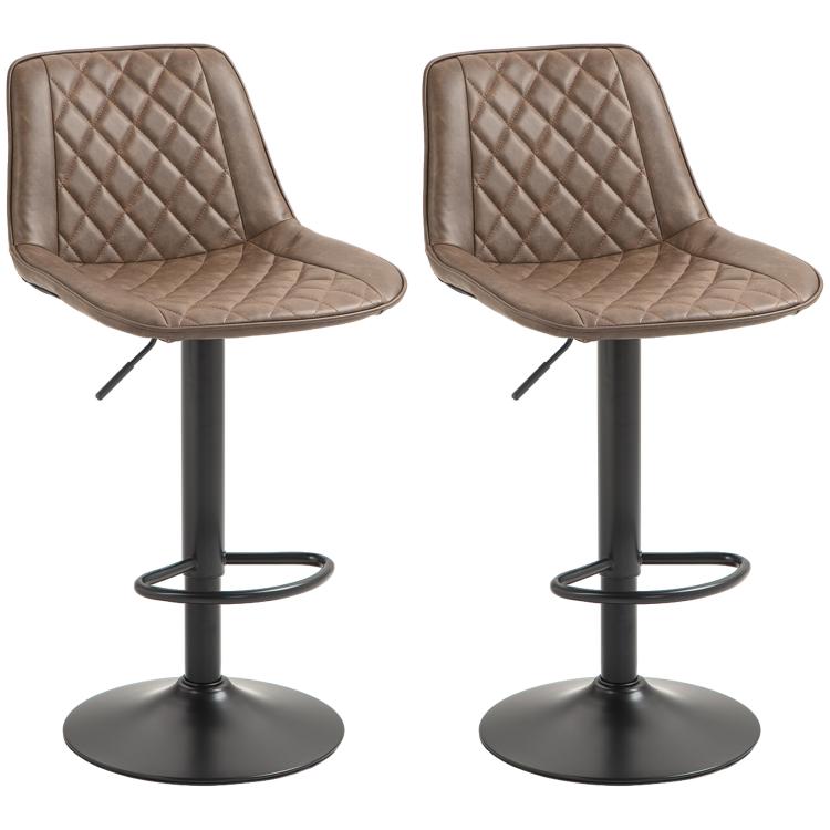 Picture of Bar Stools Set of 2 Height Adjustable Swivel Barstools PU