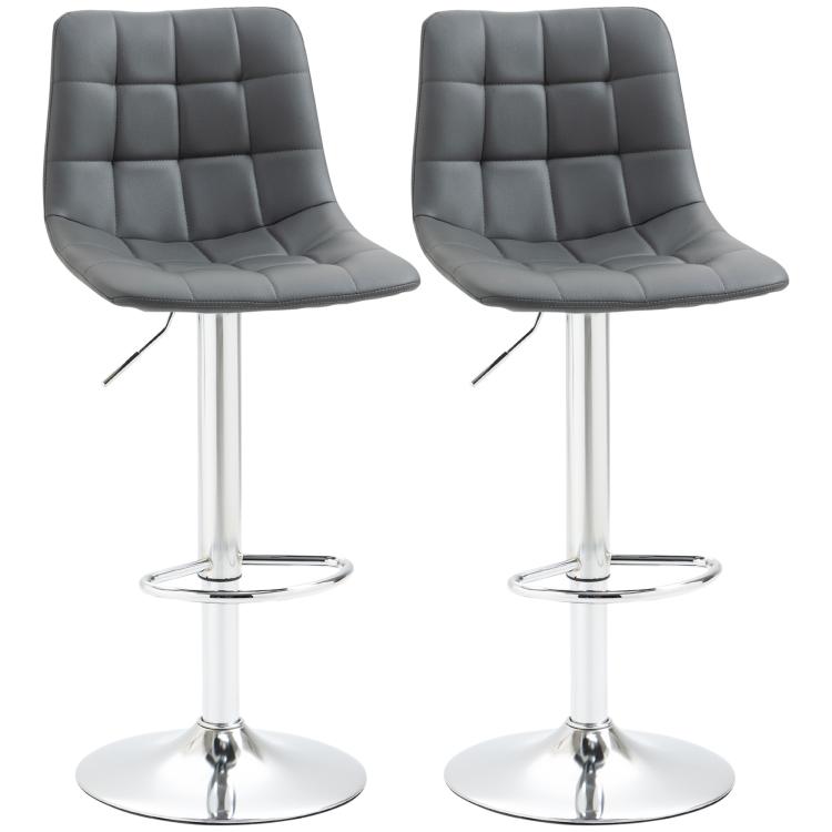 Picture of Adjustable Bar Stools Set of 2 Swivel PU Leather