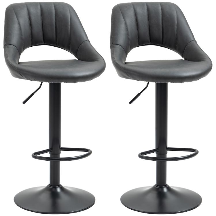 Picture of Bar Stools Set of 2 PU Leather Swivel Barstools with