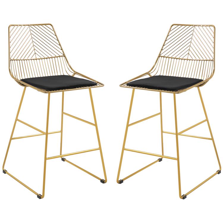 Picture of Set of 2 Bar Stools Modern Counter Height Breakfast Bar