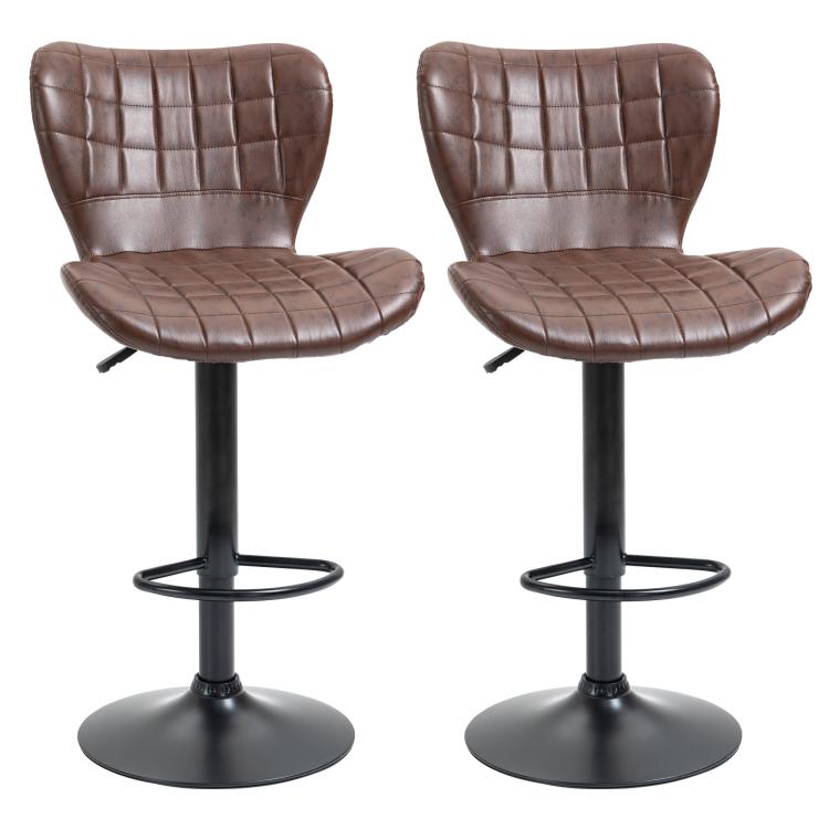 Picture of Bar Stools Set of 2 Adjustable Height Swivel Bar Chairs in