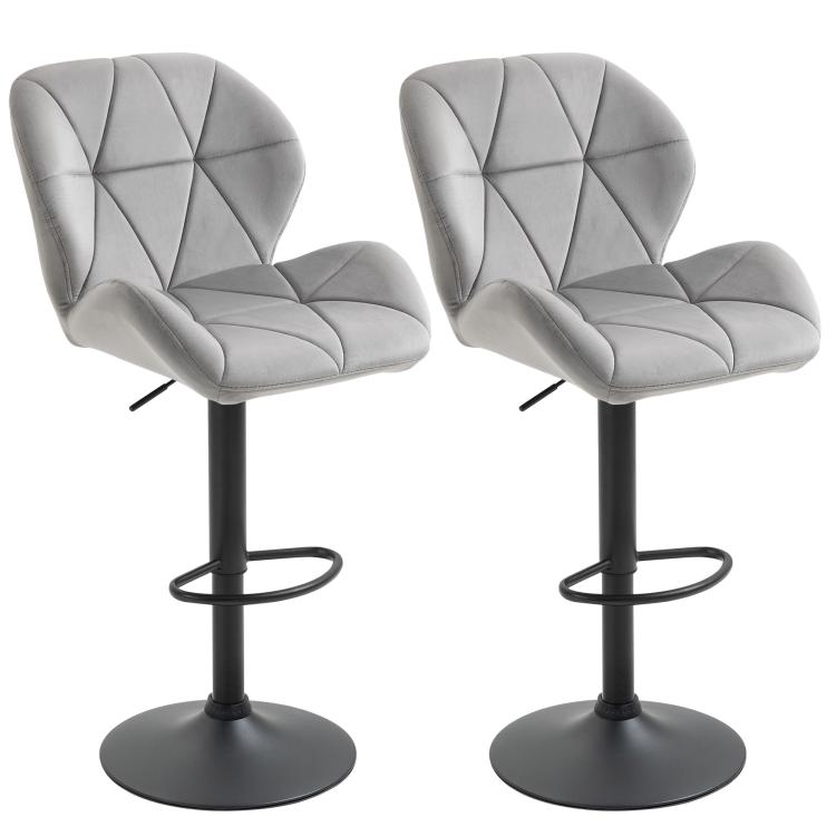 Picture of Bar Stools Set Of 2 Velvet-Touch Barstools with Metal