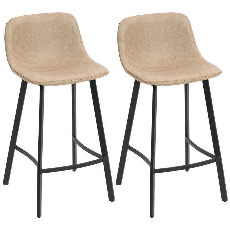 Picture of Bar Stools Set of 2 PU Leather Dining Stools with