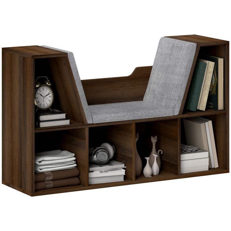 Picture of Bookcase Storage Shelf with Cushioned Reading Seat Cube
