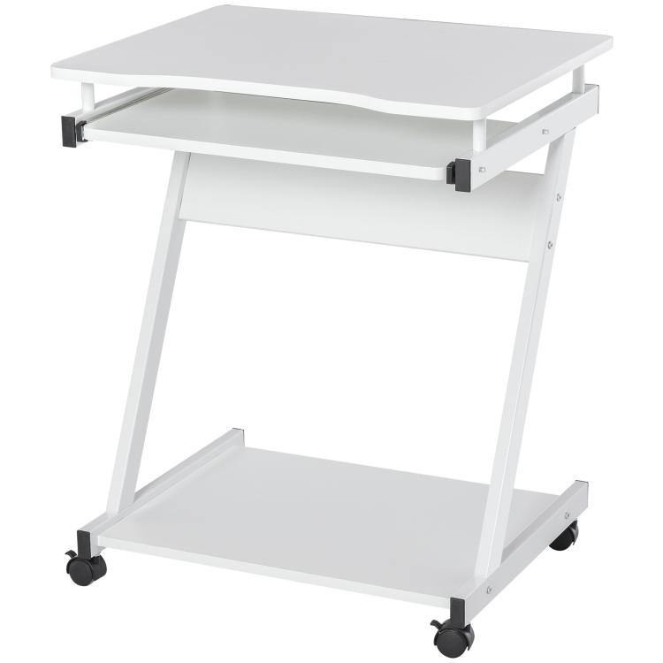 Picture of Movable Computer Desk with 4 Moving Wheels Sliding Keyboard