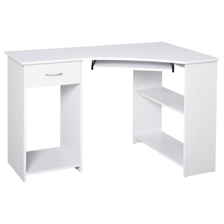 Picture of L-Shaped Corner Computer Desk w 2 Shelves Wide Worktop