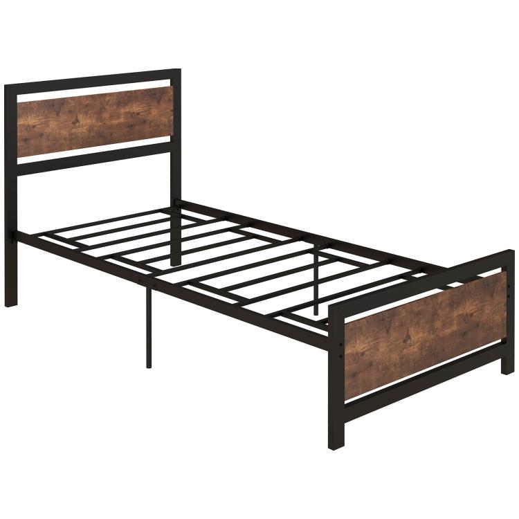 Picture of Single Size Metal Bed Frame with Headboard  Footboard