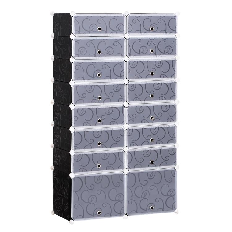 Picture of 16 Cube Shoe Rack 2 x 8 Tier Shoe Storage Cabinet Modular