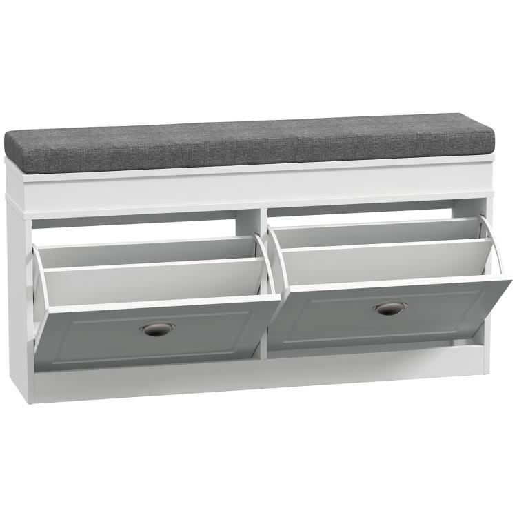 Picture of Shoe Storage Bench with Flip Drawers Shoe Cabinet with