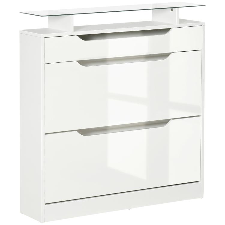 Picture of Shoe Storage Cabinet with Slide Out Drawer 2 Flip Doors