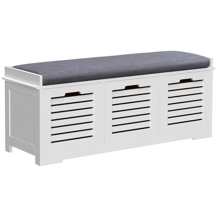 Picture of 3-Drawer Shoe Storage Bench - White