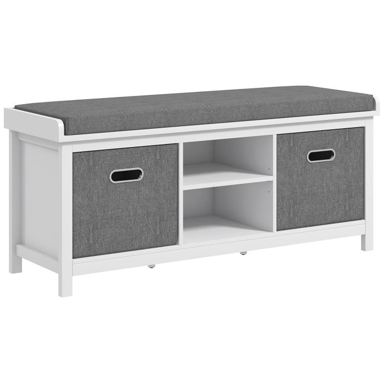 Picture of Shoe Storage Bench with Cushion Seat - WhiteGrey