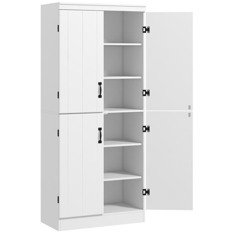 Picture of 4-Door Tall Kitchen Cupboard Freestanding 6-Tier Storage