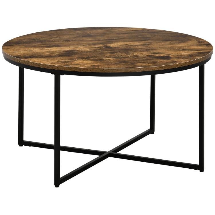 Picture of Round Coffee Table Industrial Side Table with Metal Frame