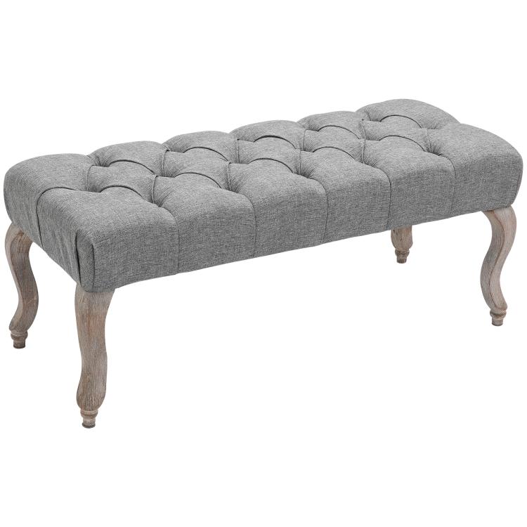 Picture of Tufted Upholstered Accent Bench Window Seat Bed End Stool