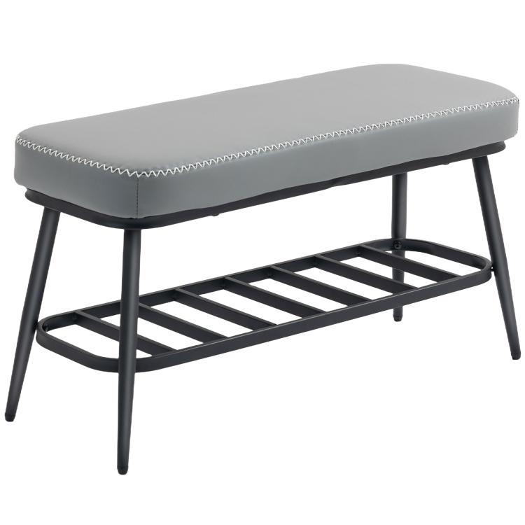 Picture of PU Leather Shoe Storage Bench - Charcoal Grey
