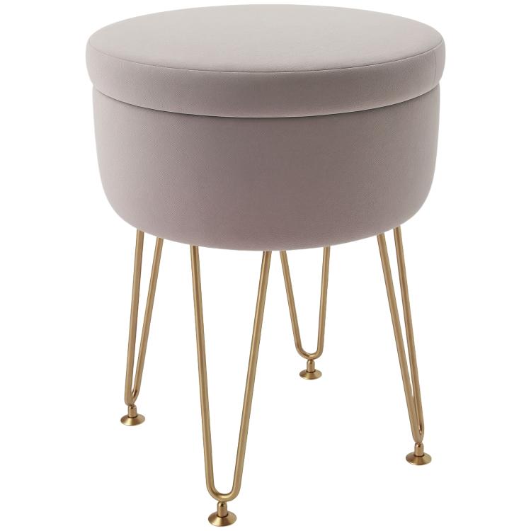 Picture of 5L Velvet-Feel Storage Ottoman - Light Pink