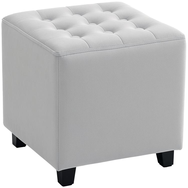 Picture of Velvet-Feel Square Ottoman - Blue