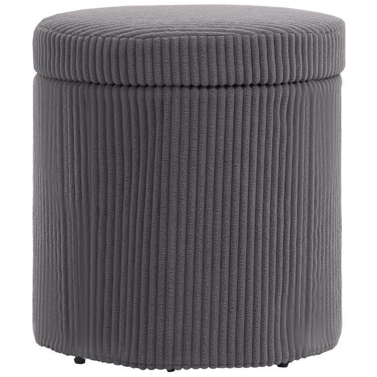 Picture of 40cm Round Storage Ottoman Corduroy Footstool with