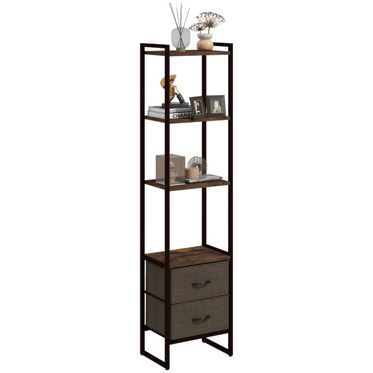 Picture of Four-Tier Industrial Display Shelf with Bottom Drawers