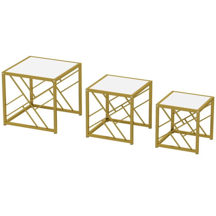 Picture of Nesting Coffee Tables Set of 3 Square Side Tables with