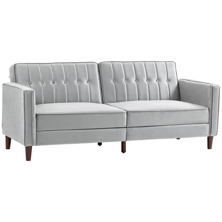 Picture of Modern Convertible Sofa Futon Velvet-Touch Tufted Couch