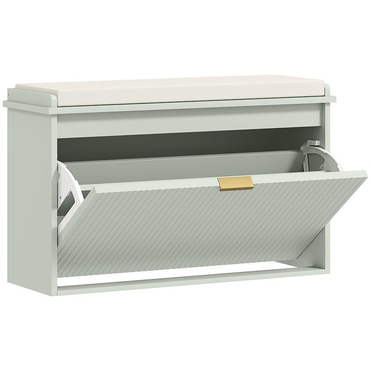 Picture of Elegant Eight Shoe Bench with Top Seat - Green