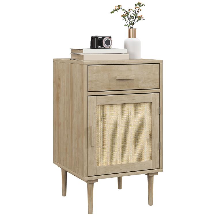 Picture of Bedside Table Rattan Side Tables with Drawer Cabinet and
