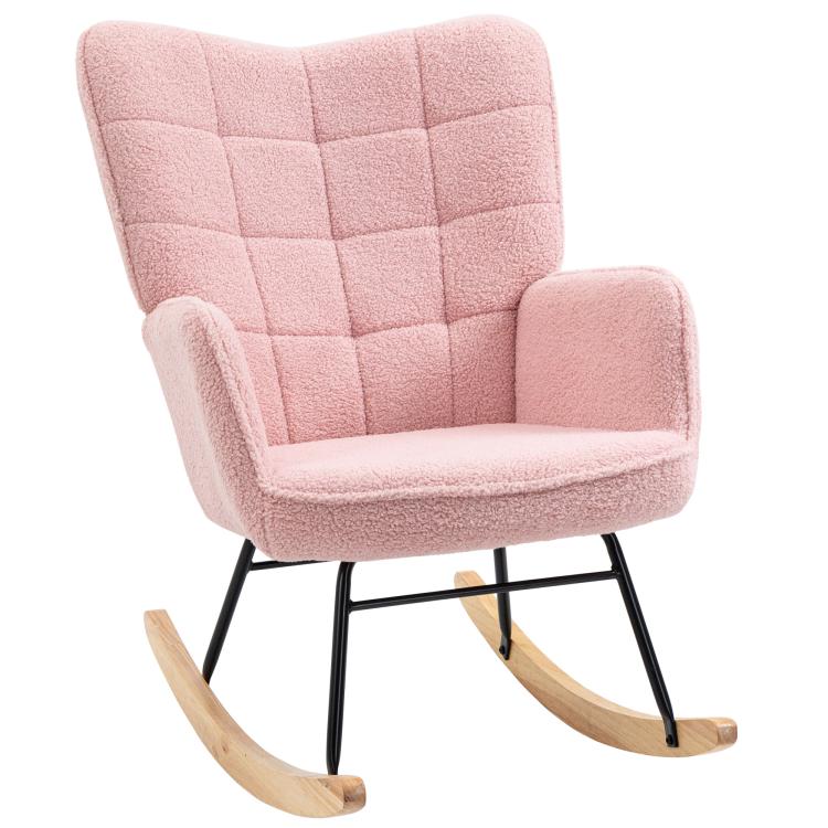 Picture of Soft Fleecey Rocking Wingback Chair - Pink
