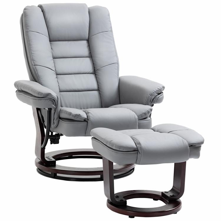 Picture of Faux Leather 135 Reclining Chair and Footstool - Beige