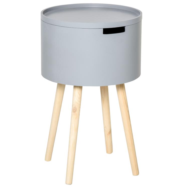 Picture of Modern Side Table with Hidden Storage Space Round Night