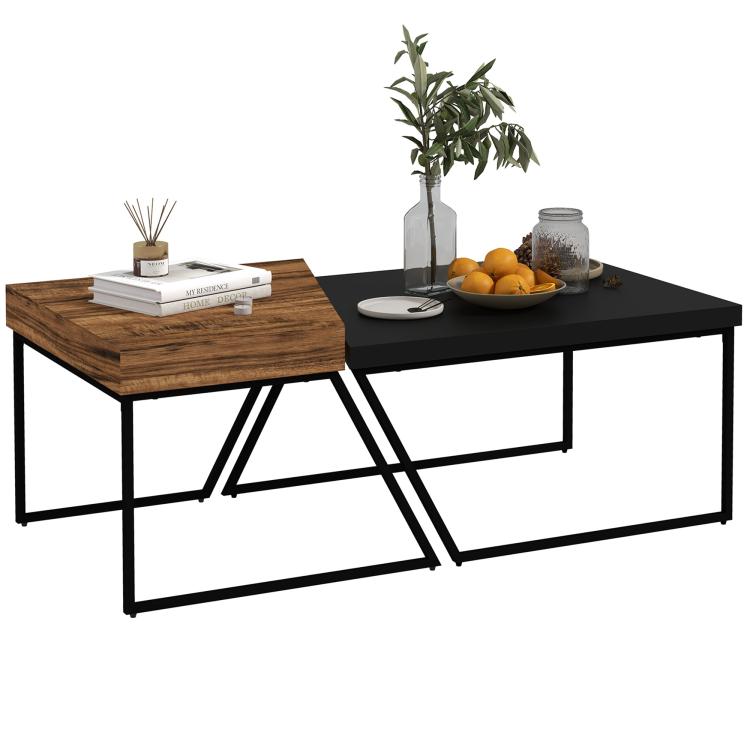 Picture of Coffee Table Set of 2 Industrial Nesting Table with Steel
