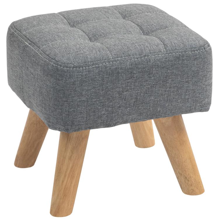 Picture of Linen-Look Square Padded Footstool - Grey