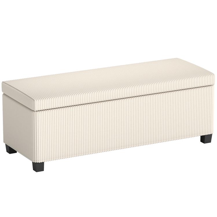 Picture of Storage Ottoman Bench Corduroy Footstool with Removable