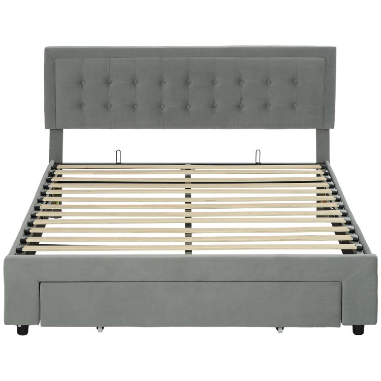 Picture of King Size Ottoman Bed Frame with Front Drawer - Grey