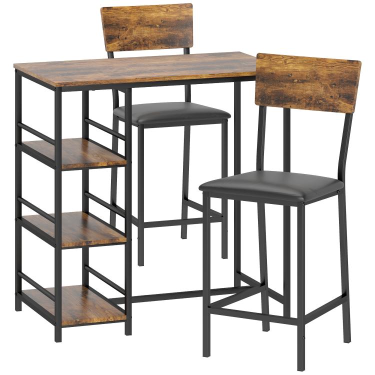 Picture of Three-Piece Compact Bar Table Set - BrownBlack