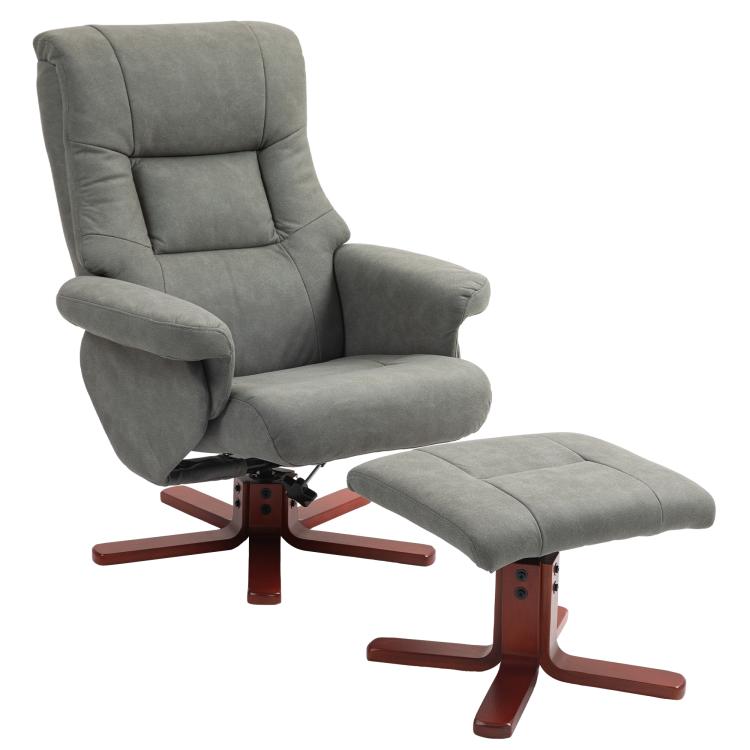 Picture of Faux Microfibre Leather Manual Recliner and Footstool Set -