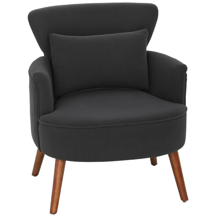 Picture of Corduroy Retro Accent Chair - Black