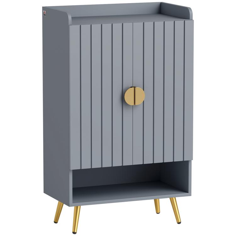 Picture of Modern Shoe Cabinet with 2 Doors Open Shelf and Adjustable