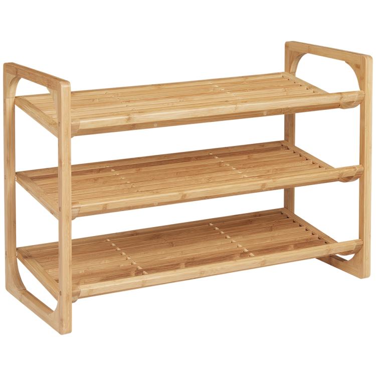 Picture of 3-Tier Shoe Rack Bamboo Shoe Storage Organizer with