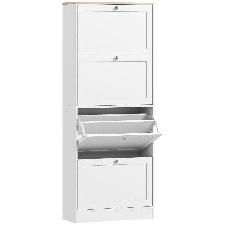 Picture of Modern Compact Three-Drawer Shoe Storage Cabinet - White