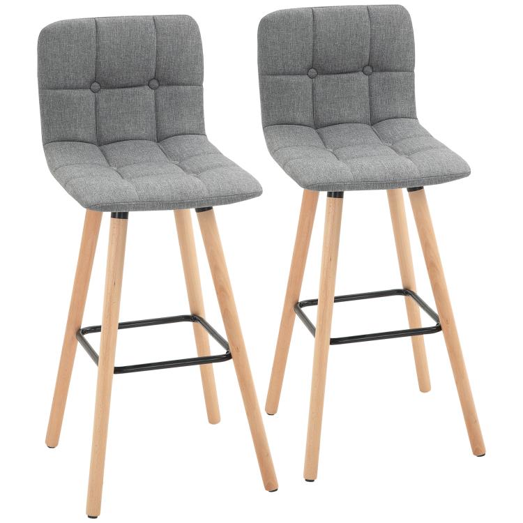Picture of Breakfast Bar Stool Set of 2 Armless Button-Tufted Counter