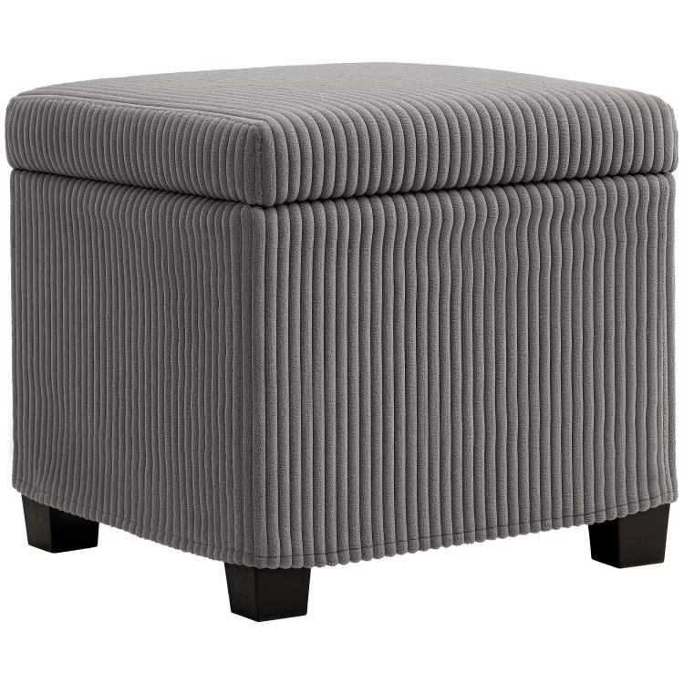 Picture of Storage Ottoman Bench Corduroy Footstool with Removable