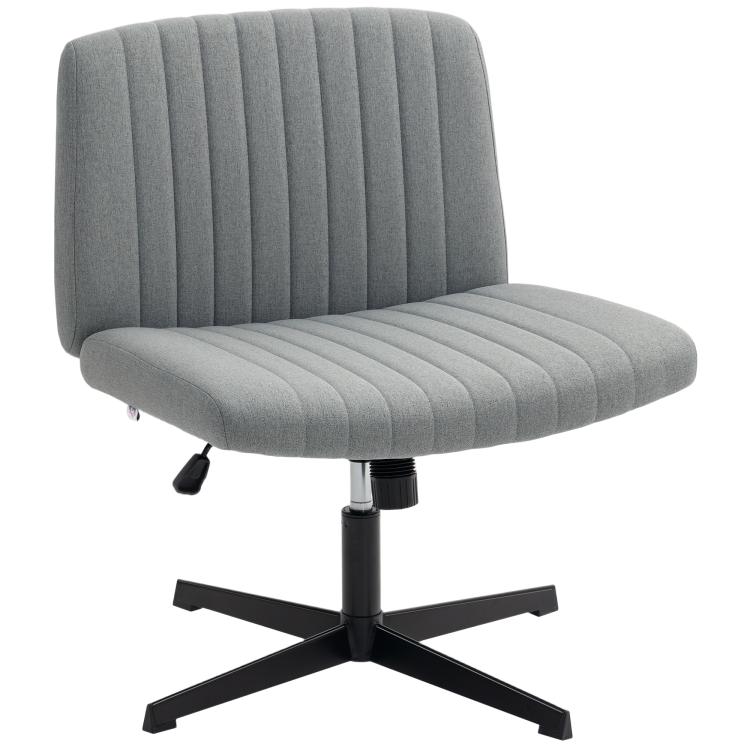 Picture of Armless Office Chair No Wheels Linen Fabric Criss Cross