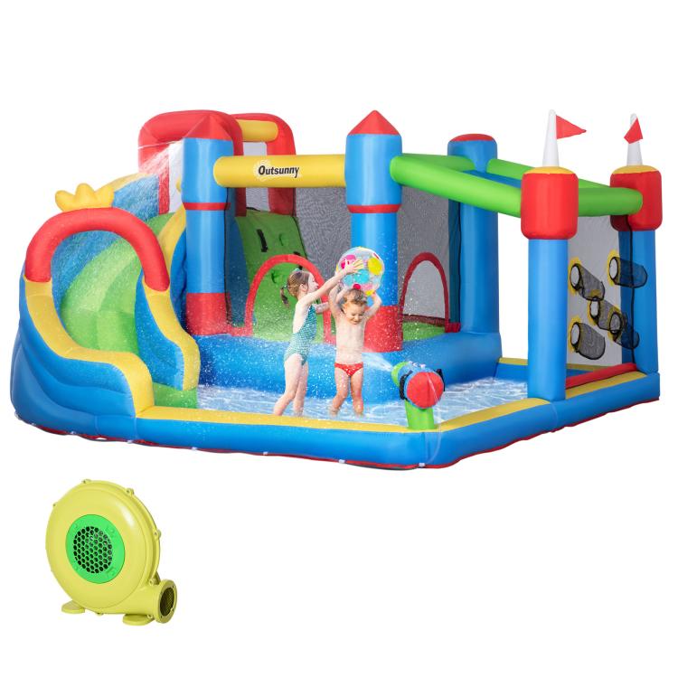 Picture of AIYAPLAY 3 in 1 Kids Slide with Climber Basketball Hoop