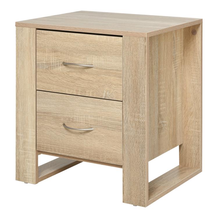 Picture of Bedside Table with 2 Drawers Nightstand with Handles and