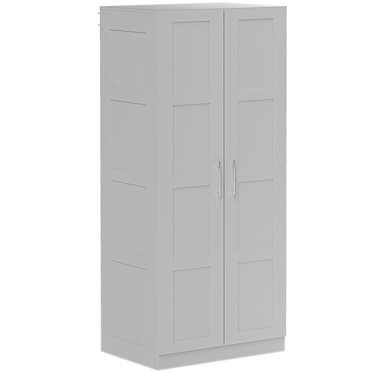 Picture of Double Paneled Door Wardrobe with Shelves - Grey